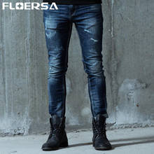 Floersa Мотобрюки Джинсы для женщин Для мужчин модные обтягивающие джинсы Для мужчин Брендовая дизайнерская обувь джинсовые штаны повседневные штаны мужские Прямые джинсы #3025-53 2024 - купить недорого
