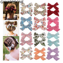 2pcs/1pair Bow Hairpins Floral Fabric Hair Clips 14 Colors Bowknot Barrettes For Girls Hair Accessories Kids Headwear Cotton 8cm 2024 - buy cheap