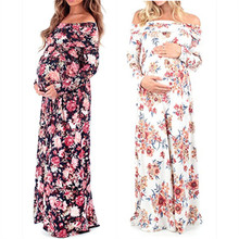 Maternity Photography Props Pregnancy Clothes Maxi Maternity Printed Flower Dress Cotton Maternity Dress For photography Props 2024 - buy cheap