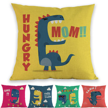 Pure Color Background Cartoon Cute Funny Animal Dinosaur Pillow Case Home Sofa Kid Room Decoration Cushion Cover Gifts For Child 2024 - buy cheap