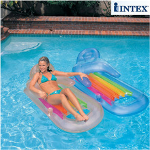 INTEX 160*85cm water air mat mattress adult summer swimming pool toy lounge with backrest with cup holder 2 color B39009 2024 - buy cheap