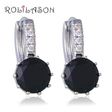 Wedding AAA black Onxy Fashion Jewelry silver color Cubic Zirconia Clip Earrings for Women JEs1031 2024 - buy cheap
