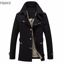 FGKKS Brand Men Jacket Coat Fashion Solid Color Male Jackets Casual Slim Fit Overcoat Men's Jacket Trench Coats 2024 - buy cheap