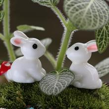 2 piezas Mini conejo ornamento miniatura estatuilla planta casa artesanías arte clásico coleccionable jardín Decoración Juguetes 2024 - compra barato