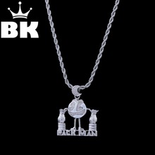 THE BLING KING Custom Pack Man  Necklace Hip Hop Full Iced Out Cubic Zirconia gold sliver CZ Stone 2024 - buy cheap