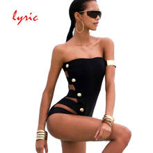 Lyric 2019  Swimwear Women New Arrival Black Solid Tube Top Swimsuit One Piece Beachwear Swim Wear Backless Monokini 2024 - buy cheap