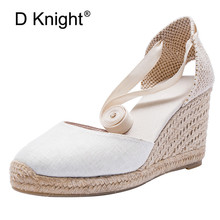 Summer Women White Espadrille Wedge Platform Sandals Gladiator Fashion Lace Up High heels Wedges Espadrilles Shoes Ladies Sandal 2024 - buy cheap