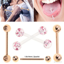 2 Pcs Soft Acrylic Nipple Rings Pink Sequins Tongue Piercing Barbell Tongue Ring Crystal Helix Piercing langue Sexy Body Jewelry 2024 - buy cheap