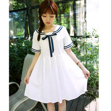 Women Summer Dress 2018 New Casual Knee-length Sailor Collar Preppy Style Mori Girl Cute Dresses 2024 - buy cheap
