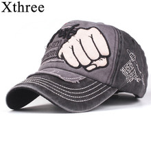 Кепка Xthree для мужчин и женщин, мягкая винтажная хлопковая бейсболка с эффектом потертости, с вышивкой, повседневная 2024 - купить недорого