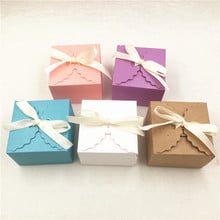 Caja de regalo de papel Kraft con cuerdas Beige, Cubo de varios colores, galletas de Chocolate, paquete de almacenamiento, mango de recuerdos de boda, 30 unids/lote 2024 - compra barato