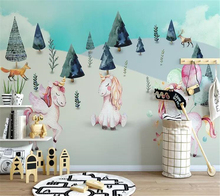 wellyu papel de parede para quarto Custom wallpaper Nordic minimalist animal forest unicorn hand painted children's wall 3d 2024 - buy cheap