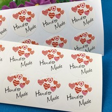 300PCS/Lot 3cm circular Printed"Hand Made"and Pink Heart Pattern paper Labels sealing Stickers packaging For Jewelry/Box/gift 2024 - buy cheap
