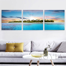 Seascape arte da parede tropical ilha oceano impressão em tela tríptico pinturas modernas para casa sala de estar decoração da parede 3 peças/set sem moldura 2024 - compre barato