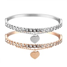Bracelete de aço inoxidável 316l, pulseira feminina com cristal cz, joia de marca, esperada para você sempre, coração, gema 2024 - compre barato