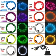 FEELDO-inversor de corriente USB para coche, 5 Juegos de 12V, 3M, 9 colores, Flexible, moldura EL brillo de neón, tira de cuerda de iluminación con aleta #5770 2024 - compra barato