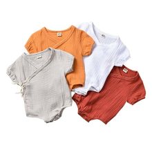 Summer Newborn Baby Boy Girl Short Sleeve Solid Color Cotton Bodysuit Jumpsuit Outfits Casual Baby Clothes 2024 - buy cheap