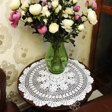 Natal casa decorativa mão crochê rendas doily mesa redonda topper pequena toalha de mesa bela malha jantar corredor renda 2024 - compre barato