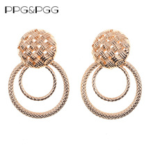 PPG&PGG New Luxury Metal Big Around Earrings For Women Party Fashion Gold Statement Earring Shiny Charm Hot Sale Birthday Gifts 2024 - buy cheap