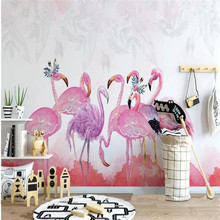 Hand-painted flamingo personality background wall professional making murals, wallpaper wholesale, custom poster photo wall 2024 - buy cheap