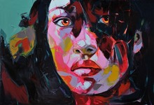 Frete grátis pintura a óleo abstrata moderna figura facial retrato pinturas a óleo imagens legais arte de parede para garotas tela 2024 - compre barato