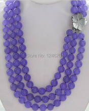 Модное круглое фиолетовое ожерелье 3 ряда AAA + 8 мм, длинная веревочная цепочка, бусины с застежкой в виде цветка, бижутерия «сделай сам» из натурального камня 68 дюймов (минимальный заказ 1) 2024 - купить недорого