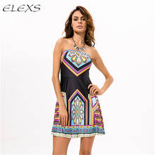 ELEXS Women's Beach Style Sexy Dress Summer Boho Bohemian Print Mini Loose Dress Wrap Chest Sundress E8466 2024 - buy cheap