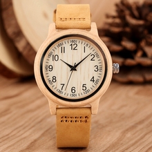 Natural Bamboo Wooden Watches Ladies Watch Female Precise Scale Wood Wristwatch Slim Leather Band Quartz Watches for Women Girls 2024 - buy cheap