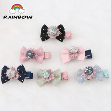 2pcs/set Fashion Lace Flower Beads Bowknot Hairpins Children Girls Hair Clips Decoration Handmade Barrettes Accessory Headwear 2024 - buy cheap