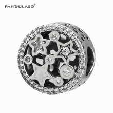 Pulseira de prata esterlina feminina 925, pingente de estrelas com conta de pedra, joia para mulheres coleção de inverno fl658 2024 - compre barato