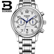 Genuine Luxury BINGER Brand Mens self-wind automatic mechanical sapphire watches fashion sports male table stainless steel 5-pin 2024 - buy cheap