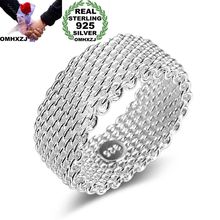 OMHXZJ Wholesale Personality Fashion OL Woman Girl Party Wedding Gift Silver Weaving Wide 925 Sterling Silver Ring RN273 2024 - buy cheap
