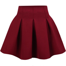 plus size 3XL!Fashion women high waist pleated skirt space cotton vintage short mini skirt 2024 - buy cheap