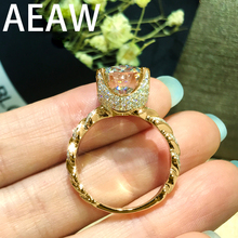 Женское кольцо для помолвки EF Moissanite, однотонное Золотое кольцо 14 к, желтый цвет, 2,5ctw 2024 - купить недорого