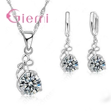 Pendientes de plata de ley 925 y circonita cúbica para mujer, collar clásico, elegante, con forma de flor, piedra de cristal 2024 - compra barato