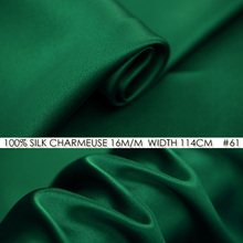 CISULI-tela de seda satinada para mujer, tejido de 114cm de ancho, 16mommes, verde intenso, n. ° 61, 100% 2024 - compra barato