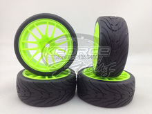 4pcs 1/10 Rubber Tires Tyre(Devil)Wheel Rim 14 spoke (material Green)  fits for 1:10 Touring Car 1/10 Tire 2024 - buy cheap