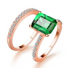 Hesiod anel de cristal champanhe verde, elegante, fashion branco, joia de casamento com cz, ouro rosa, anéis de promessa para noivado para mulheres 2024 - compre barato
