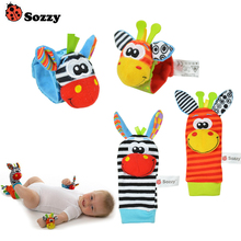 Sozzy brinquedo do bebê chocalhos brinquedos meias animais pulseira de pulso com chocalho bebê pé meias bug pulseira de pulso por atacado 2024 - compre barato
