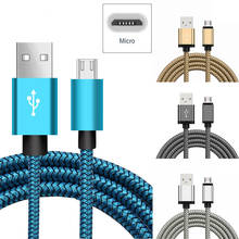 Кабель Micro USB 2A для быстрой зарядки, нейлоновый Плетеный зарядный кабель для Samsung S7, S7, J3, J5, J7, Redmi 7, 7A, Note 5, шнур для быстрой зарядки 2024 - купить недорого