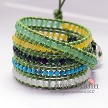 new lapis wrap bracelet on green leather for women,fashion jewelry 2024 - buy cheap