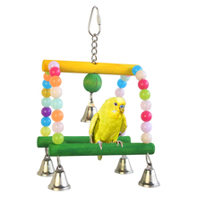 Acrylic beads Parrots Toys Double Swing Colorful bird toys Cages Perfect Adornment training tools with bells 2024 - buy cheap