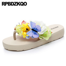 Slides de flor chinelos tamanho grande moda senhoras casuais flatforms sandálias chinese flip flop praia ampla apto sapatos mais 2019 mulher 2024 - compre barato