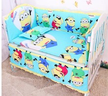 Promotion! 6PCS Lovely baby bedding crib set baby boy crib bedding set cot sheets ,include(bumper+sheet+pillow cover) 2024 - buy cheap