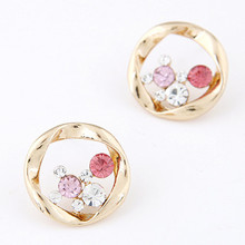 New Gold Color Stud Earrings For Women Brincos Crystal Round Korean Bijoux Earings Fashion Jewelry Women Accessories 2024 - buy cheap