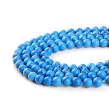 1strand/lot 8 10 12mm Smooth Stone Natural Turquoises Round Loose Spacer Bead For Jewelry Making DIY Necklace Bracelet Wholesale 2024 - buy cheap