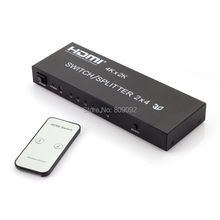 4K*2K 1080P 3D 2x4 Matrix HDMI Video Switch Splitter Amplifier 1.4a Full HD with IR Remote 2024 - buy cheap