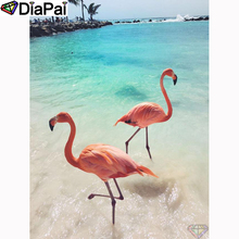 DIAPAI 5D DIY Pintura 100% Praça Cheia de Diamante/Broca Redonda "Animal flamingo" Diamante Bordado Ponto Cruz 3D decor A21539 2024 - compre barato