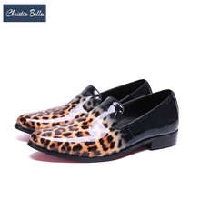 Zapatos planos de charol italiano para hombre, mocasines con estampado de leopardo, sin cordones, para fiesta 2024 - compra barato