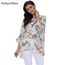 Meitawilltion Summer Women Chiffon Blouse Shirt 2019 Casual Batwing Floral Print Sunscreen Tops Large Size 6XL Boho Style Shirt 2024 - buy cheap